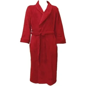 Simplicity Soft Women Men Plush Spa Hotel Kimono Robe Bathrobe w/ Pockets Red