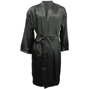 Silk-Like Elegant Bathrobe For Women And Men Home - Black - Father's Day Sales