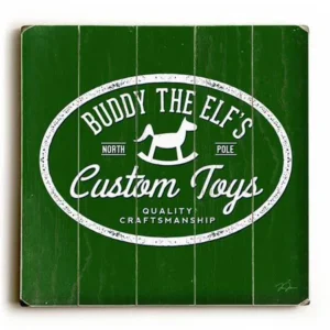 ArteHouse Decorative Wood Sign "Buddy The Elf's Toys" by Artist Dave Diller, 30" x 30", Planked Wood