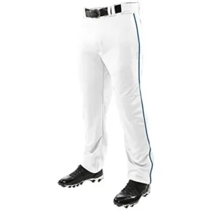 Boy's Sports Youth Triple Crown Open Bottom Piped Pants, White, Royal Pipe, X-Large, 100% Polyester By Champro