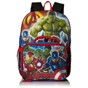 Marvel Avengers Boys' Backpack with Detachable Lunch Bag - One Size, Blue