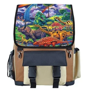 Dinosaur Jungle School Backpack for Boys, Girls, Kids - brown